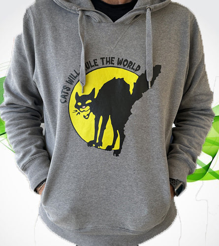 uomo felpa "cats will rule the world"